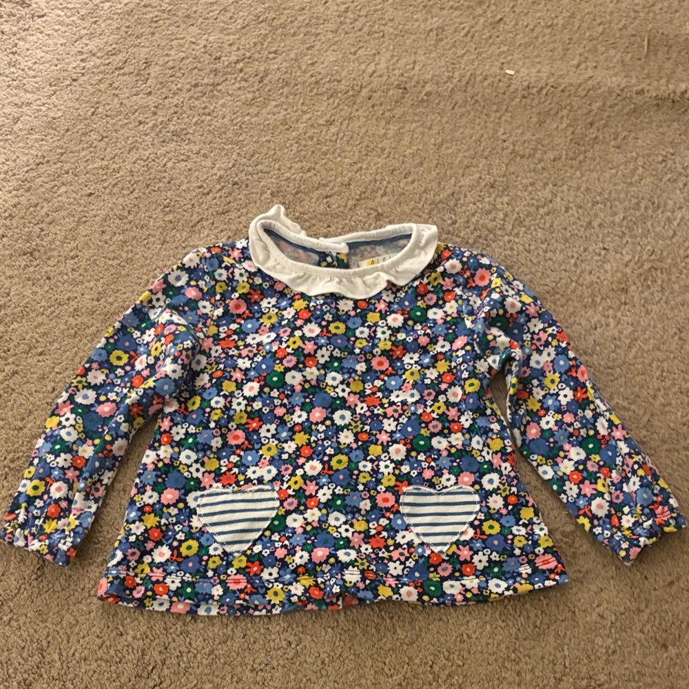 Floral Baby Shirt with Heart Pockets